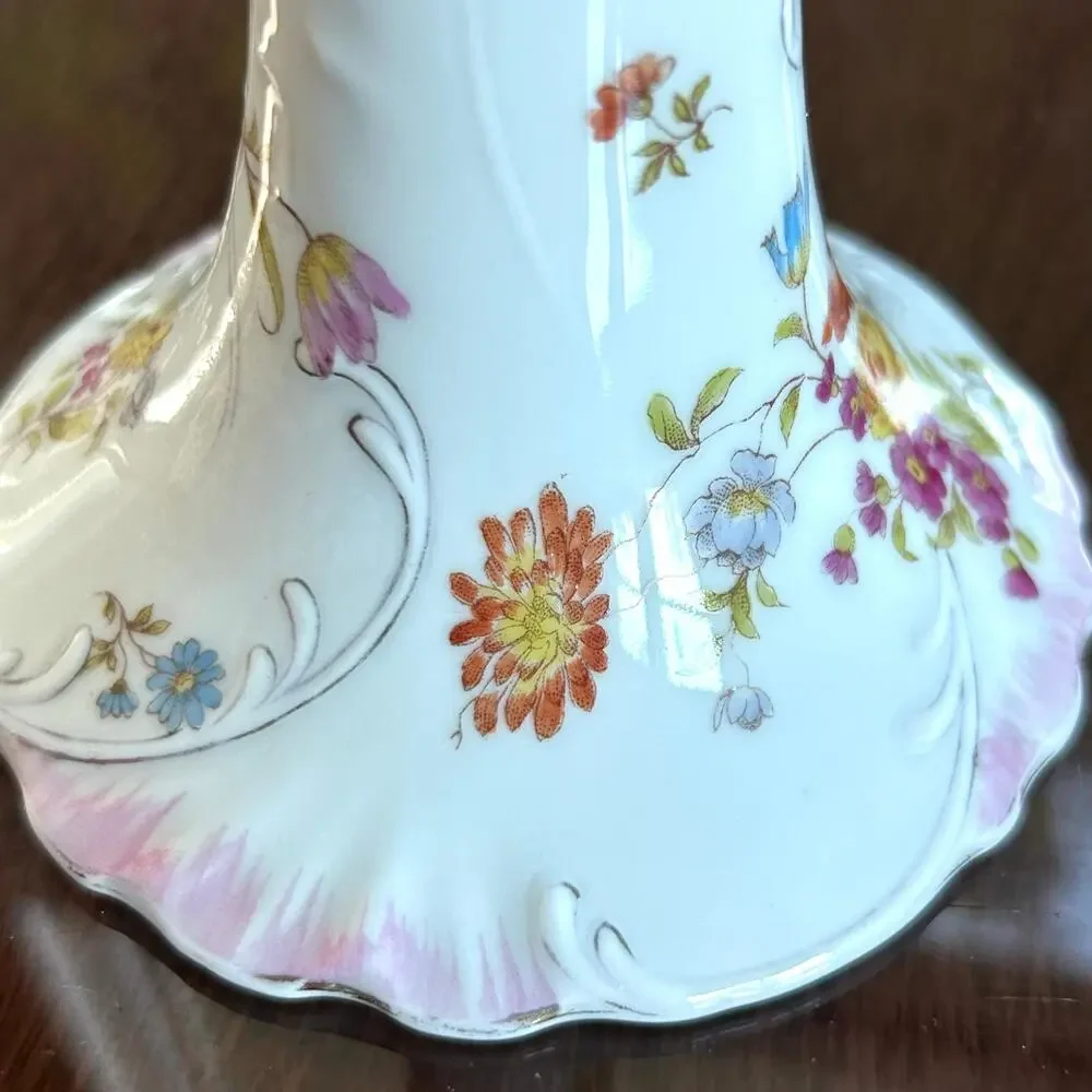 Vintage Floral Candleholder by Carlsbad China, Made in Austria